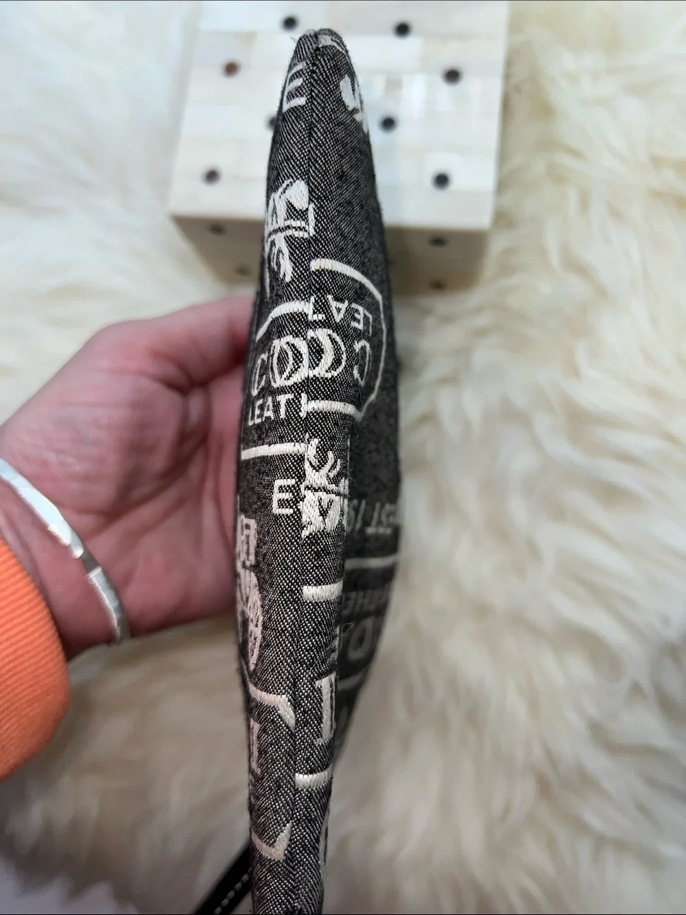 Coach Gray and Black Signature Canvas Wristlet